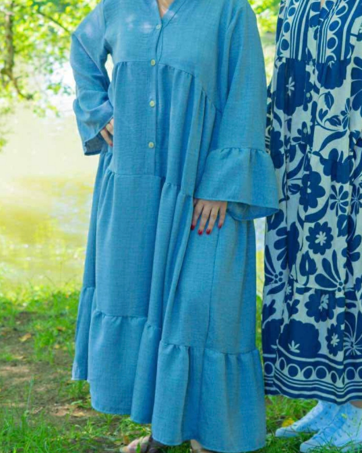 Robe chemise longue à volant (Grande taille)