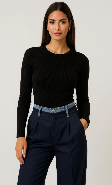 Pantalons larges avec détails en denim