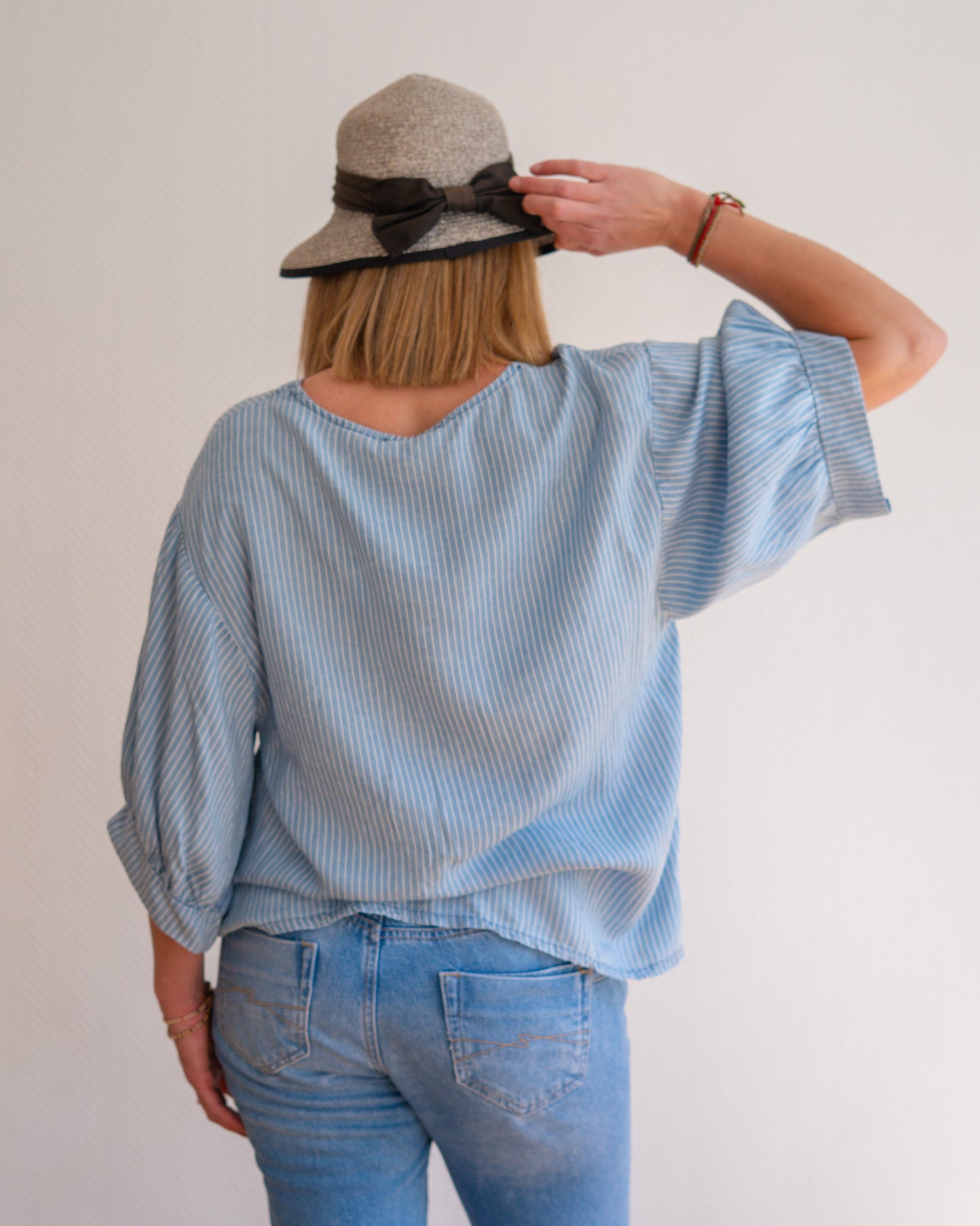 Blouse souple rayée bleu