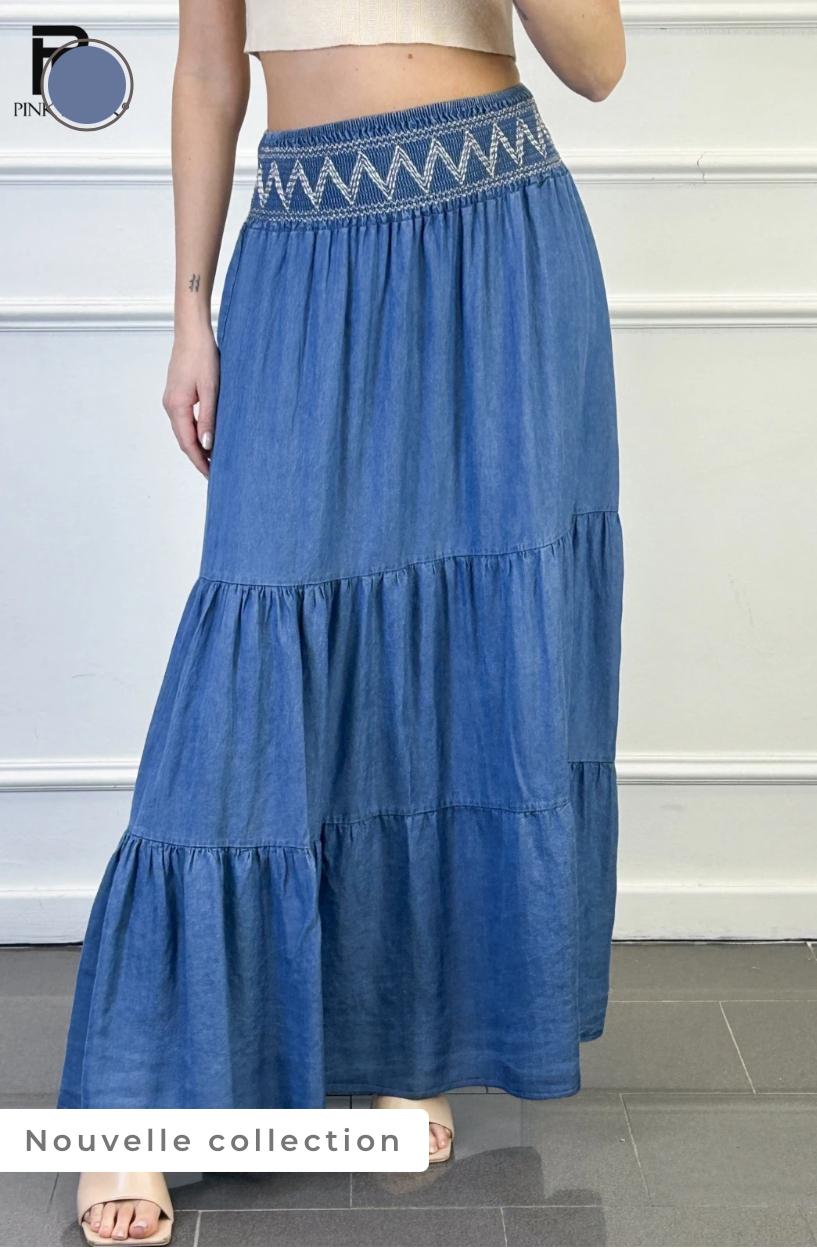 Jupe longue effet jeans