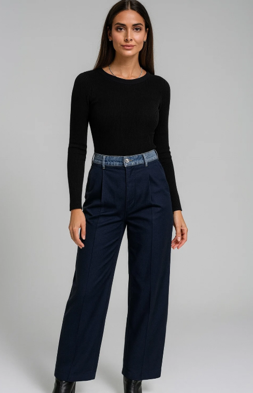 Pantalons larges avec détails en denim