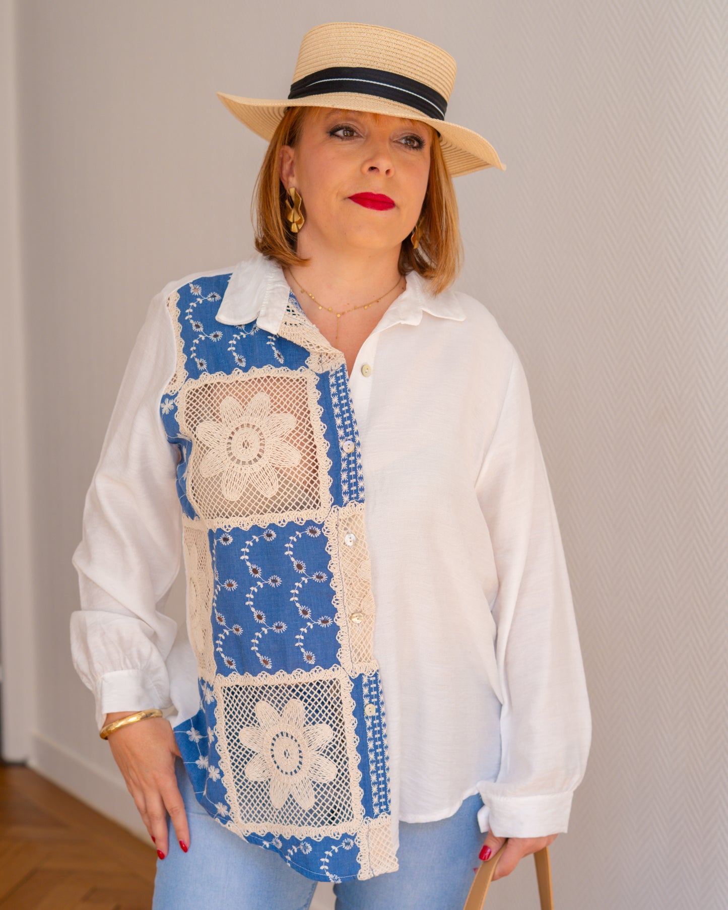 Chemisier brodé floral