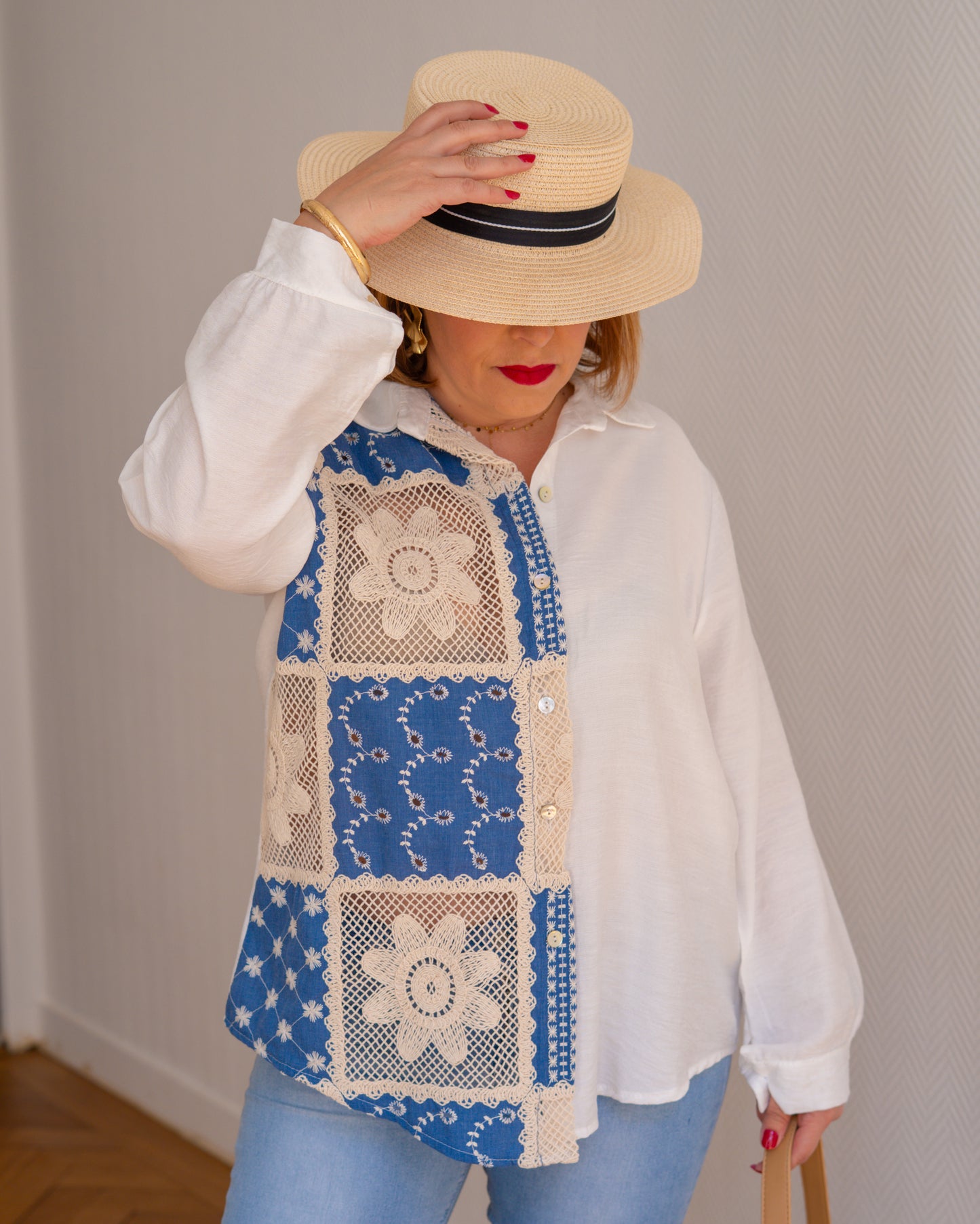 Chemisier brodé floral