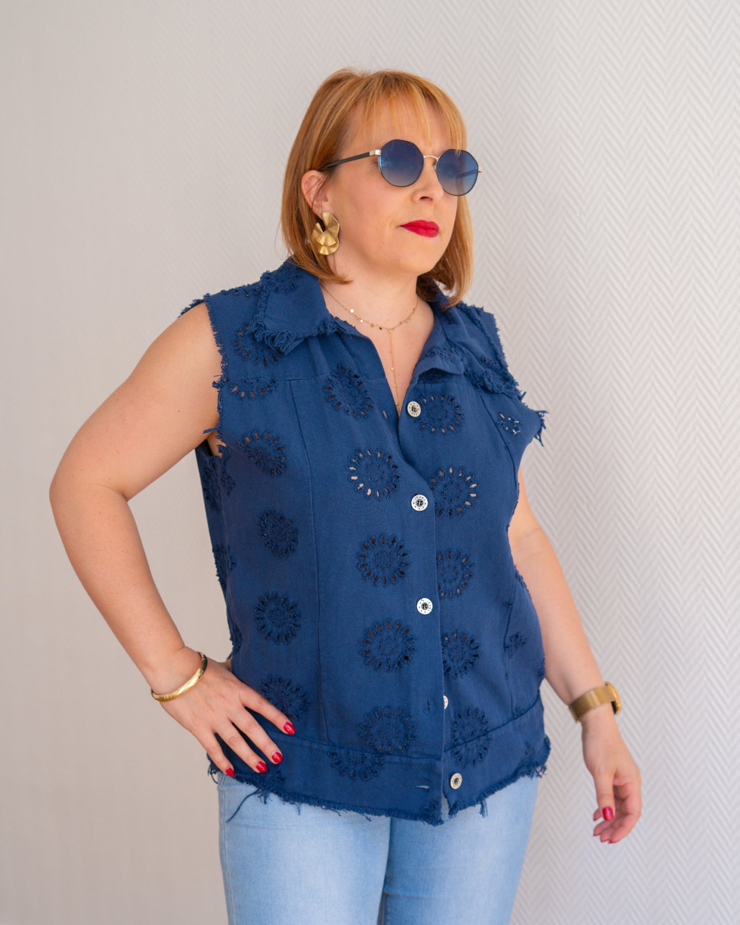 Veste sans manches à motifs