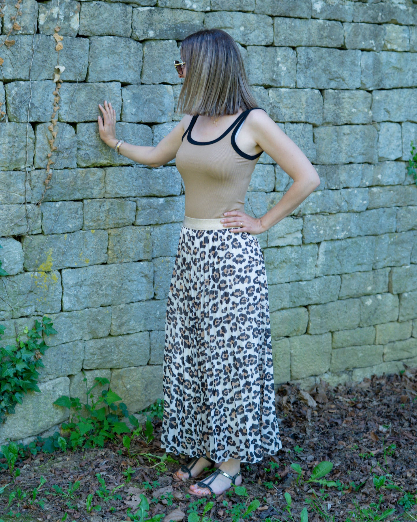 Jupe plissée léopard