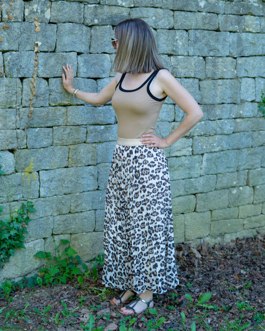 Jupe plissée léopard