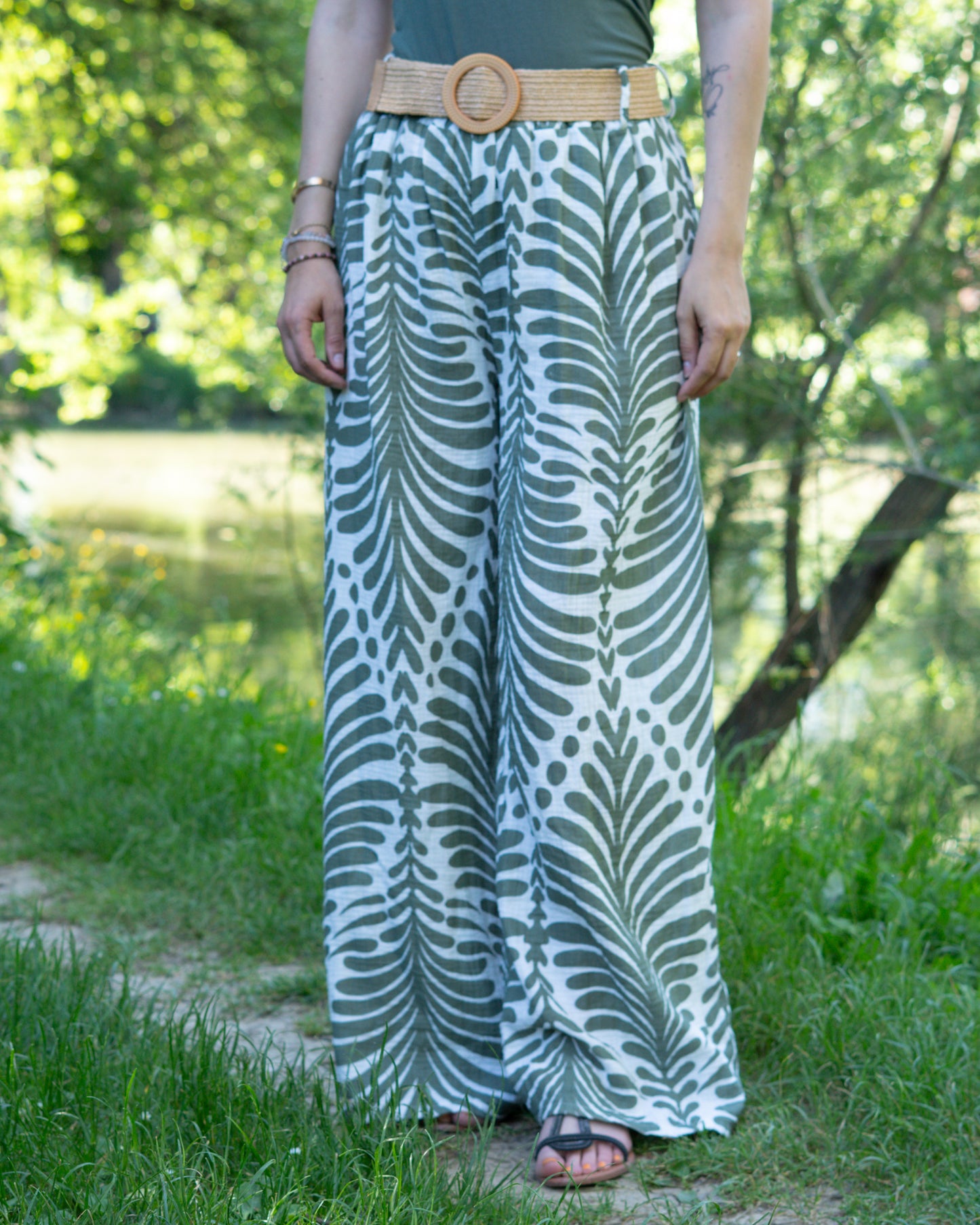 Pantalon imprimé vert