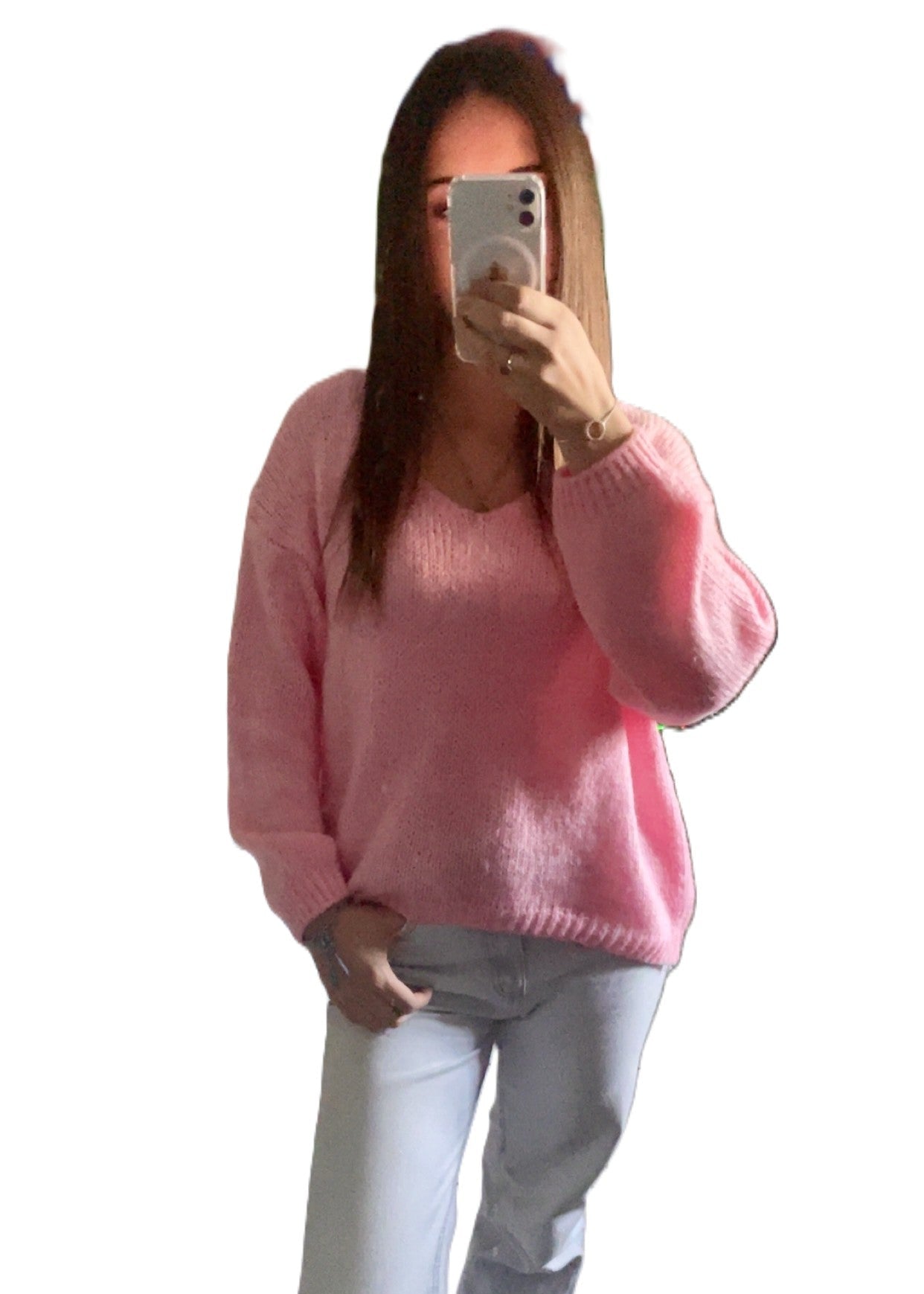 Pull col V en maille