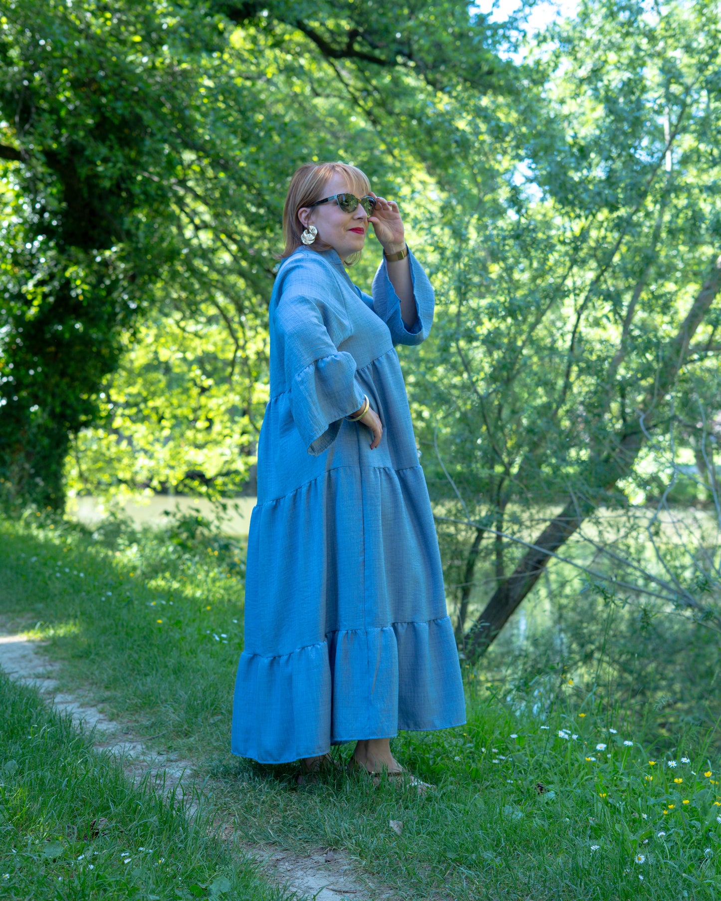 Robe chemise longue à volant (Grande taille)